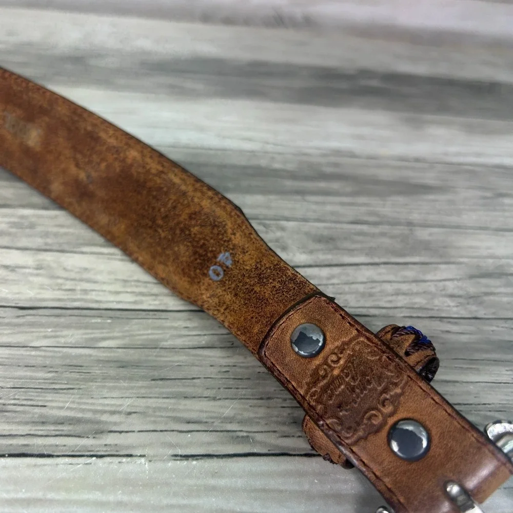 Tony Lama Belt Mens 40 Brown Leather The Duke Center Applique Western Cowboy